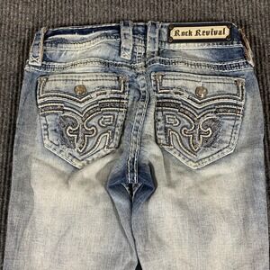 Rock Revival Jeans Womens 26 Blue Denim Ferry Skinny‎ Ankle 28x26 Rhinestone Low